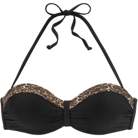 LASCANA Bügel-Bandeau-Bikini-Top Damen Schwarz/Mehrfarbig 40 Cup C