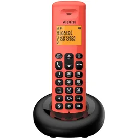 Alcatel E160 Rot Schnurloses DECT-Telefon mit Blockierung unerwünschter Anrufe, großes orangefarbenes hintergrundbeleuchtetes Display, leicht zu lesen, Klassische und polyphonische Klingeltöne