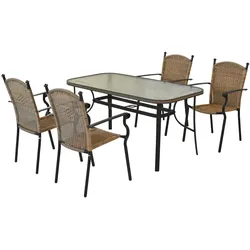 Merxx Roma Set 5tlg.. Tisch 150x80. Graphit/Natur
