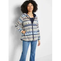 bonprix Kapuzen-Fleecejacke mit Norweger-Muster Beige XL