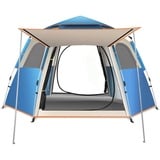 Camping Zelt,kyaoayo Familie Kuppelzelte für 3-4 Personen Wurfzelt mit Erweiterbare Veranda Pop up Zelt Winddicht Wasserdicht für Camping, Garten, Wanderausflug (Himmelblau-240X240X135CM)