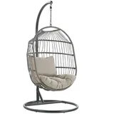 Beliani Hängesessel, Schwarz, Kunststoff, 102x200x102 cm, Gartenmöbel, Hängesessel