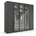 Kleiderschrank Schrank Garderobe mit hochwertigem transparentem Grauglas inkl umfangreichem Zubehör MADE IN GERMANY