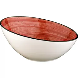 6x Bonna Aura Passion Vanta Schale rund 16cm 35cl 7,5cm tief Rot Creme Porzellan APSVNT16KS Bowl Müsli Salat Geschirr