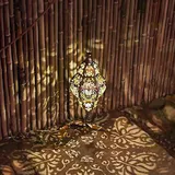 Specialityi Moroccan Solar Lights Outdoor - Waterproof Hanging Lanterns with Geometric Patterns, Marokkanisch Garten Laterne, Hängend Metall LED Solar Laterne für Draußen Garten Baum Patio