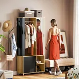 Homcom Garderobenschrank 80 x 30 x 175 cm Naturholz Beige