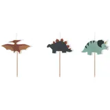 Partydeco Geburtstagskerzen Dinosaurier 3 cm 3 St. mehrfarbig