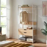[en.casa] Garderobenständer Larem 180 x 84 x 40 cm Weiß / Eiche