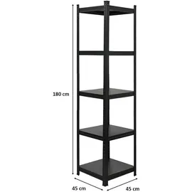 Proregal Schwerlastregal Metall 45x180x45 cm schwarz