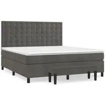 vidaXL Boxspringbett mit Matratze Dunkelgrau 180x200 cm Samt