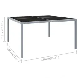 Garten-Esstisch Glas und Stahl| vidaXL : Farbe - Grau