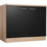 Respekta Unterschrank Spülenunterschrank 100 x 60 x 84,8 cm Schwarz