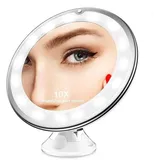 10-facher Vergrößerungsspiegel, Reise-LED-beleuchteter Schminkspiegel mit Saugnapf, wandmontierter Vergrößerungsspiegel, 360° drehbar, für Badezimmer