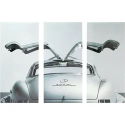 Triptychon Glasbild "Oldtimer Back" (Mercedes 300 SL) - 160x240 cm