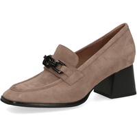 CAPRICE Damen Loafer mit Absatz Memotion aus Wildleder mit Kette Weite G, Braun (Taupe Suede), 39 EU