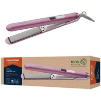 Grundig HS 7130 Haarglätter, Glätteisen, 4 Stufen, 160 °C bis 220 °C, Ionic-Funktion, bewegliche Vollkeramikplatten, Turbo-Funktion, Rosé/Silber