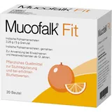 Mucofalk Fit, hochwertige Flohsamenschalen, Arzneimittel bei Darmbeschwerden wie z.B. chronischer Verstopfung, unterstützend zur Diät bei erhöhten Cholesterinwerten, mit Orangengeschmack, 20 St