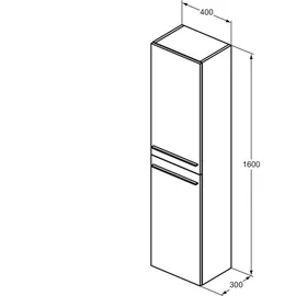 Ideal Standard i.life A Hochschrank 40 x 30 x 160 cm Weiß Glas/Holz/Spanplatte