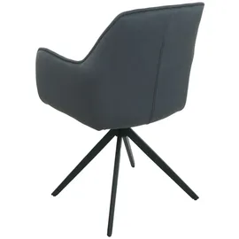 Mendler 6er-Set Esszimmerstuhl HWC-L79, Küchenstuhl Lehnstuhl Stuhl Armlehnen, drehbar Auto-Position Stoff/Textil ~ anthrazit