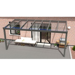 GARDENDREAMS Terrassenüberdachung »Expert«, BxT: 500 x 200 cm, grau / RAL9007, Glasdach