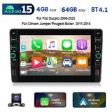 ESSGOO DAB+ Android 15 Autoradio Für Fiat Ducato 2006-2022 Navi Apple CarPlay Autoradio (RDS, 4+64GB(optional), Digitalradio (DAB), FM, Apple Carplay Android Auto GPS Navi WIFI BT EQ mit USB- und Type-C) schwarz