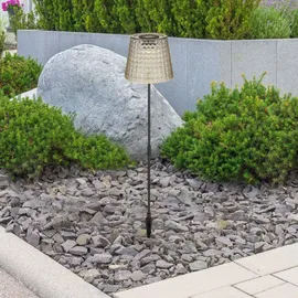 bmf-versand Solarleuchte 2er Set Garten Erdspieß Solarlampe LED Außenleuchte Solar Grau LED - Grau/Schwarz