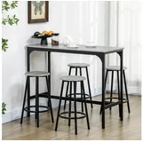 Homcom Bartisch Set, 5-tlg. Bartisch-Set, Bartisch mit 4 Barhocker