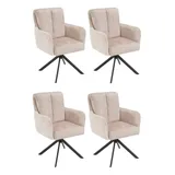 ronald verdult Polsterstühle 4er Set ALEX, Beige - Schwarz - Stoffbezug - Metallgestell - 180 Grad drehbar - 4er Set