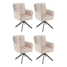 ronald verdult Polsterstühle 4er Set ALEX, Beige - Schwarz - Stoffbezug - Metallgestell - 180 Grad drehbar - 4er Set
