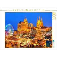 Calvendo Puzzle Weihnachtsmarkt auf dem Domplatze, Abenddämmerung, Erfurt, Thüringen,