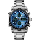 FeiWen Fashion Herren Multifunktional Edelstahl Digital Uhren LED Analog Quar...