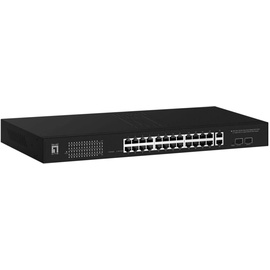 LevelOne GEP Rackmount Gigabit Smart Switch, 26x RJ-45, 2x SFP, 375W PoE++ (GEP-2841 / 52090403101)