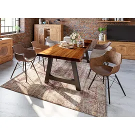 sam möbel gmbh Esstisch Baumkante Massiv Akazie nussbaumfarben 300x100 A-Gestell schwarz ALICANTE - Braun