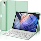 WINCHKING Hülle mit Tastatur für iPad Air 11 Zoll (M4/M3/M2) 2026/2025/2024, Bluetooth Tastatur Hülle für iPad Air 5/4 gen und Pro 11 4/3/2/1 Gen, Abnehmbarer Mit Qwertz Layout (Grünes Gras)