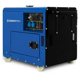EBERTH 5000W Diesel Notstromaggregat mit 10 PS, E-Start, AVR, 2x230V, 1x12V, 4-Takt-Motor, Gehäuse, Griffe, Räder – mobiler Stromgenerator