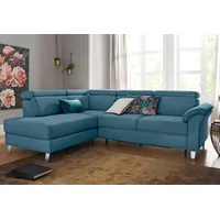 sit&more Ecksofa, inklusive Kopfteilverstellung, wahlweise mit Bettfunktion und Bettkasten, blau