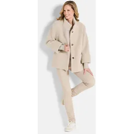 GOLDNER Kurzgröße: Flauschiger Kurzmantel mit Stehkragen", in beige, | Gr.: 21,