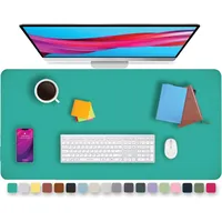 KKTECH Schreibtischunterlage aus Leder, rutschfest, Mauspad, Premium-Bürotisch-Schreibunterlage für Laptop-Schreiben, wasserdichte Ledermatte (Türkis, 90 x 93)