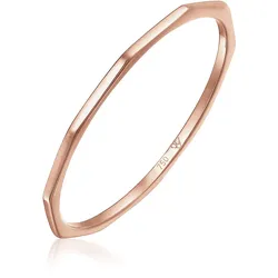 Fingerring ELLI PREMIUM "Kantiges Design 750 Rosegold" Gr. 56, rosa (rosegold), Fingerringe, Damen, 56mm, ohne Stein, Roségold 750, 1mm, Rosu00e9gold 750