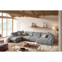 KAWOLA Wohnlandschaft U-Form Madeline Cord Longchair rechts grau
