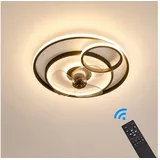Euroton Deckenventilator Deckenventilator mit LED Beleuchtung Deckenleuchte mit Fernbedienung, 20 cm Durchmesser, Inkl Fernbedienung grau