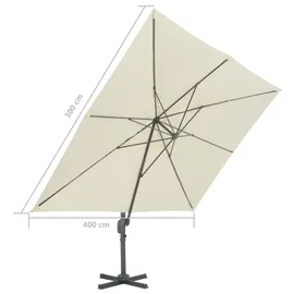 vidaXL Ampelschirm mit Aluminium-Mast 400 x 300 cm Sandweiß