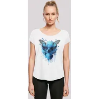 F4NT4STIC Long Cut T-Shirt Totenkopf mit Schmetterling in weiß