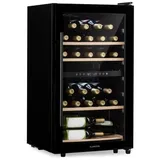 Klarstein Weinkühlschrank Barossa 34 Duo, für 34 Standardflaschen á 0,75l,2 Zonen Wein Flaschenkühlschrank Weintemperierschrank Weinschrank schwarz 48 cm x 85 cm x 43 cm