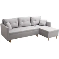 Skandinavisches Klappbares Ecksofa Mit Schlaffunktion Scandik Pik 2X Staufach rosa - Rosa