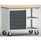 KLW LUTZ Werkbank PW 700 B1000xT620xH805mm Buche Multiplex lichtgrau, RAL 7035, anthrazitgrau, 6 Schubl.