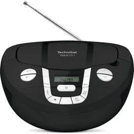 TechniSat Viola CD-1 - tragbarer Stereo CD-Player, Boombox mit praktischem Tragegriff (Radio für Kinder, UKW Radiotuner, Bluetooth-Empfang, 2 x 1 W RMS-Leistung, Netz- und Batteriebetrieb) schwarz