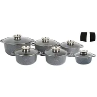 Kochtopfset 14-teilig 18–28 cm 1,7–6,8 L Keramik-Marmor Induktion Backofengeeignet