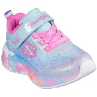 SKECHERS Lauflernschuh SKECHERS "ETERNAL HEART LIGHTS", Baby, Gr. 23, bunt (hellblau, multi), Lederimitat, Textil, Glitzer, Schuhe, Blink,-Klettschuh mit Herz-Applikation, Größenschablone zum Download