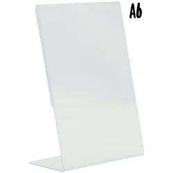 Securit® Transparenter Posterhalter – A6 – L-Form – Hochformat – Beidseitig – Acryl – Für Tische in Cafés, Hotels und Restaurants